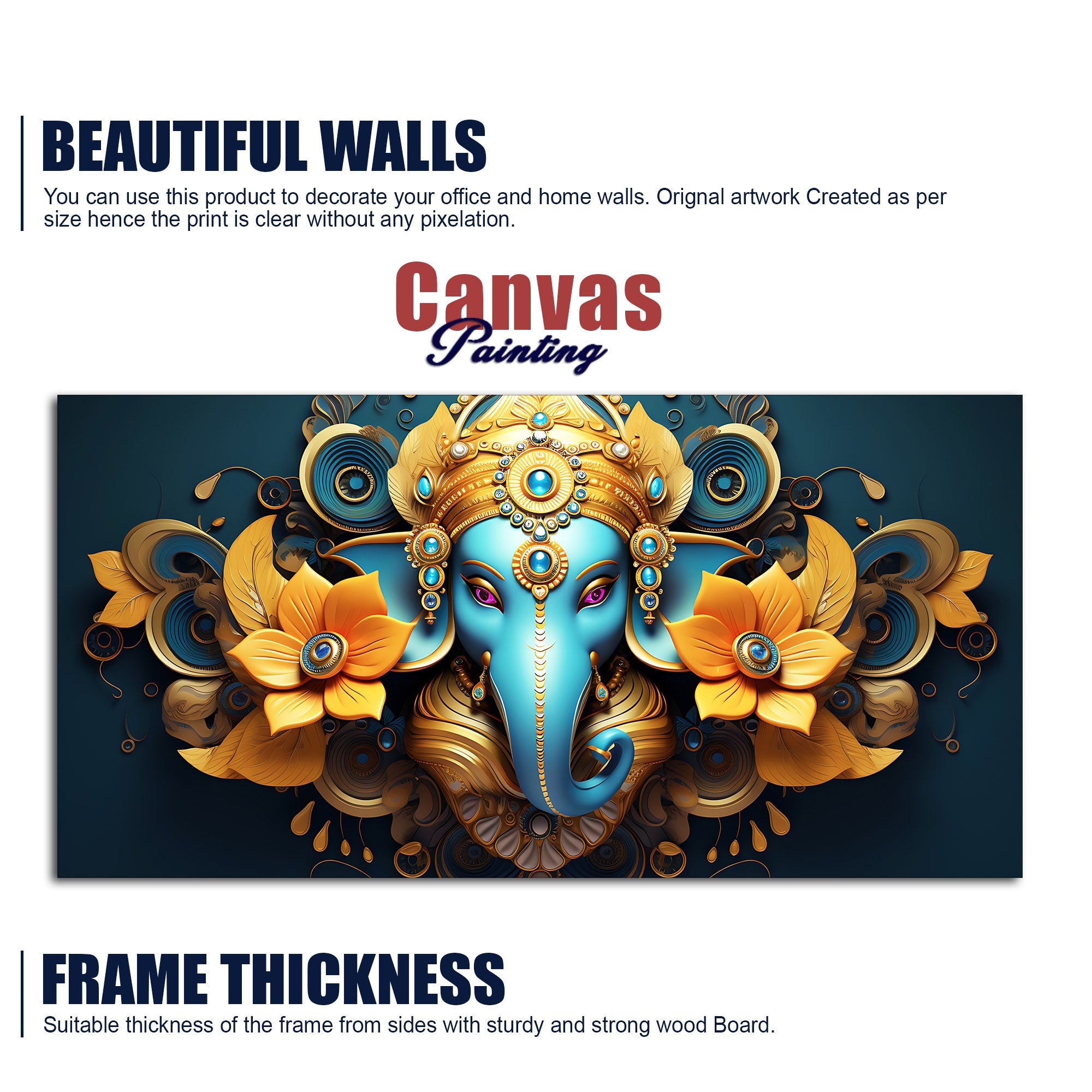 Auspicious Vighnaharta Ganesha Canvas Wooden Wall Painting