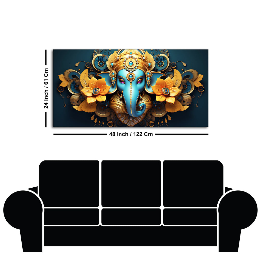 Auspicious Vighnaharta Ganesha Canvas Wooden Wall Painting
