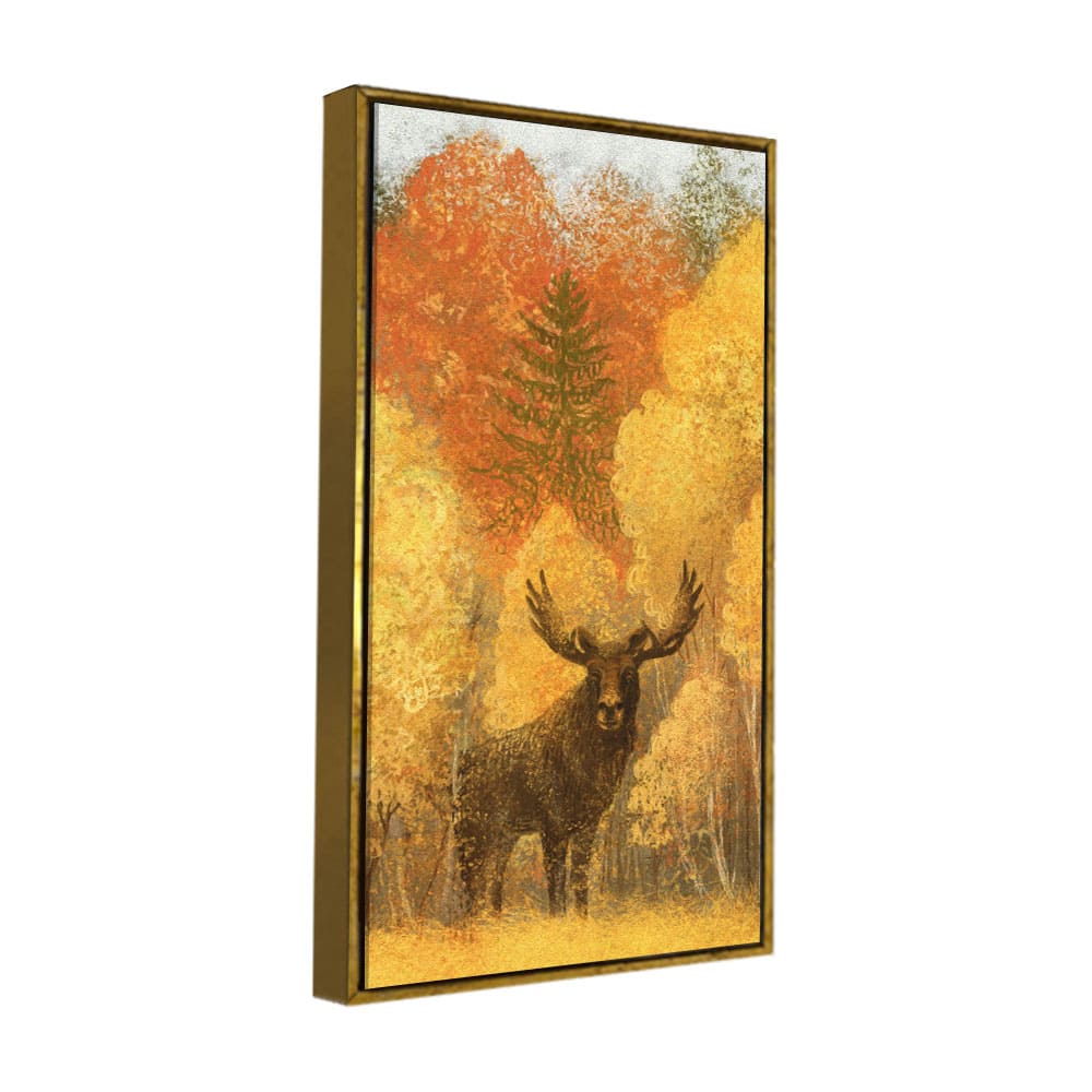 Autumn Foliage with Moose and Fox Canvas Wall Painting - Decor Smart