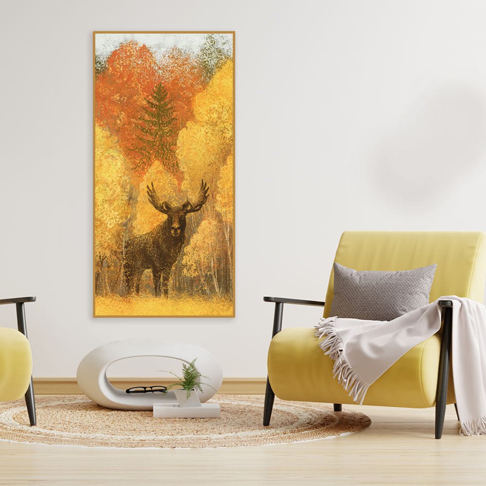 Autumn Foliage with Moose and Fox Canvas Wall Painting - Decor Smart