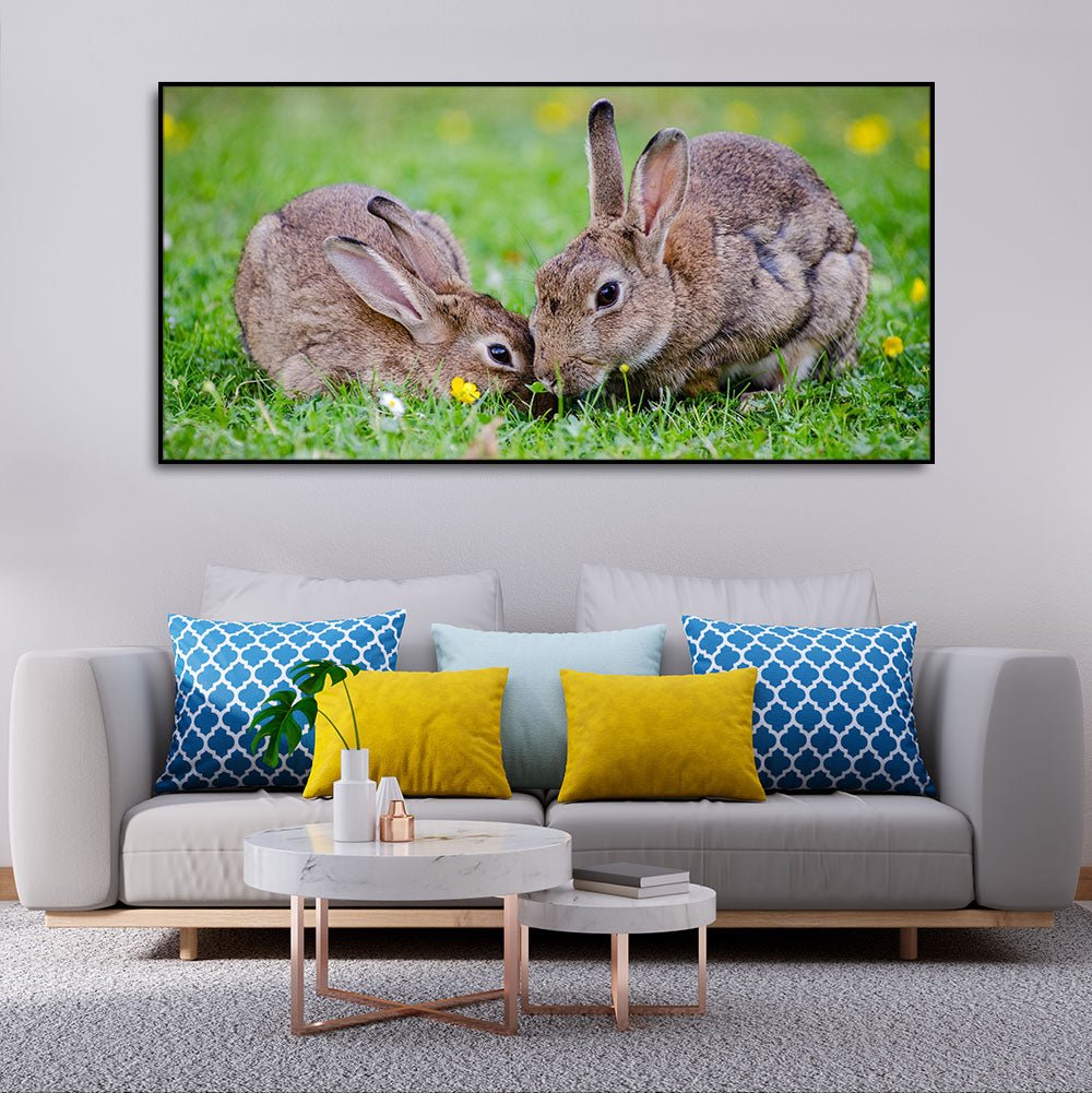 Baby Bunnies in Garden – Cute Canvas Wall Painting - Decor Smart