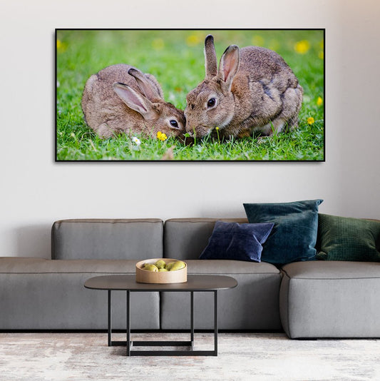 Baby Bunnies in Garden – Cute Canvas Wall Painting - Decor Smart