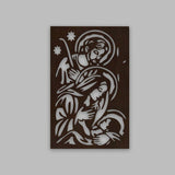 Baby Jesus Virgin Mary Joseph Holy Family Backlit Wooden Wall Hanging with LED Night Light Walnut Finish - Decor Smart