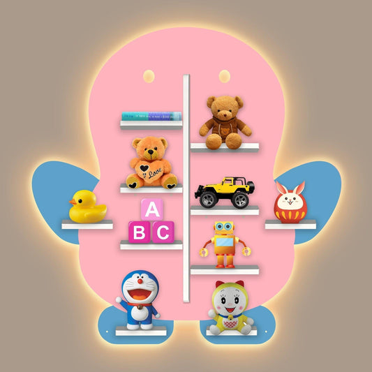 Baby Penguin Shape Wooden LED Light Wall Shelf for Kids - Decor Smart