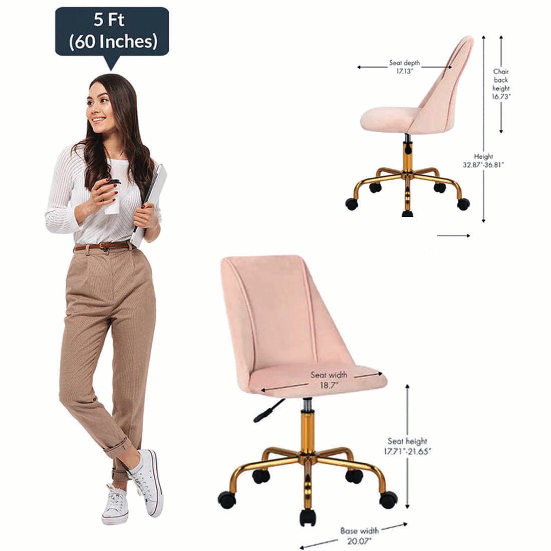 Baby Pink Velvet Luxury Style Swivel Accent Chair - Decor Smart