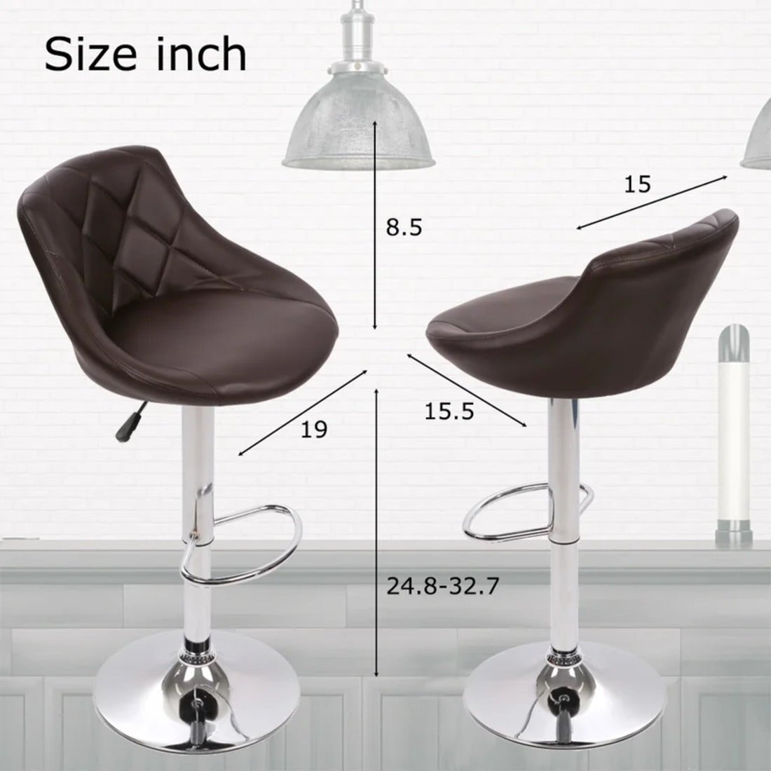 Back Rest Coral Classic Brown Comfy Leatherette Bar Stool / Long Chair - Decor Smart
