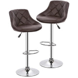 Back Rest Coral Classic Brown Comfy Leatherette Bar Stool / Long Chair - Decor Smart
