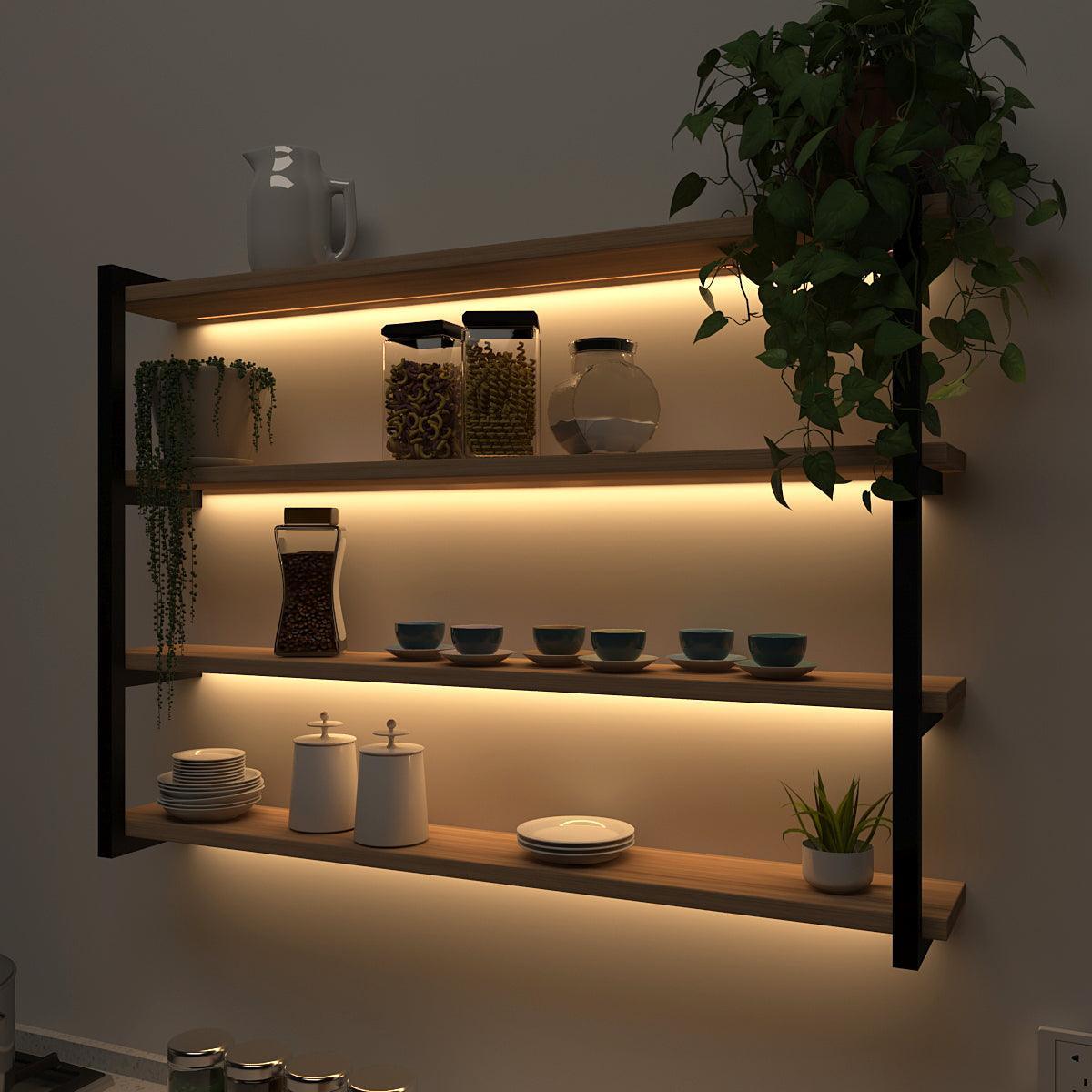 Backlit Wall Shelf Book Shelf In Contemporary Design - Decor Smart