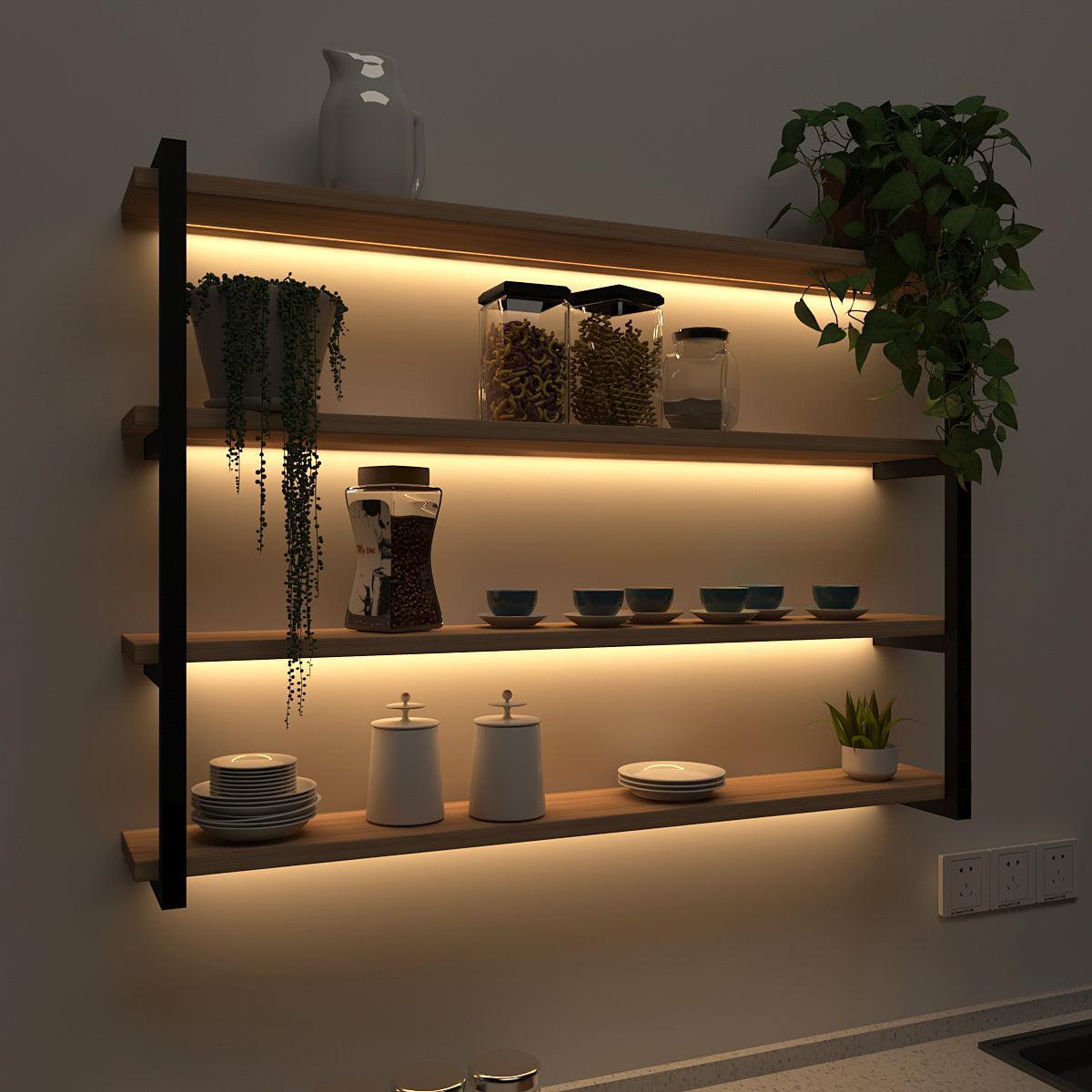 Backlit Wall Shelf Book Shelf In Contemporary Design - Decor Smart