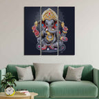 Bal Ganesha Sculpture Canvas Wall Painting Set of Three