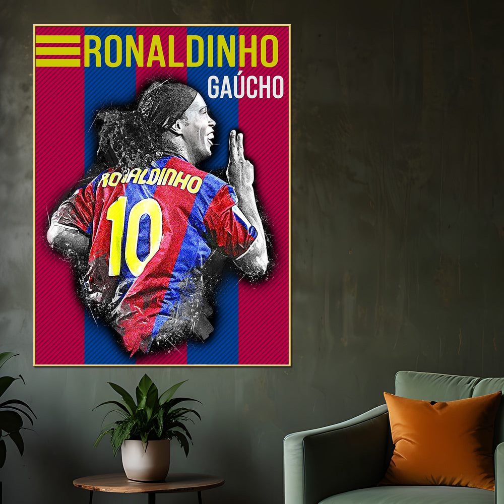 Barcelona Ronaldinho Ga√∫cho Cotton Canvas Wall Painting