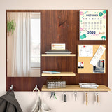 Beautiful (7 In One)' Wooden Wall Organiser with Mirror, Clock, Clipboard, Calendar and Hangers - Decor Smart