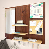 Beautiful (7 In One)' Wooden Wall Organiser with Mirror, Clock, Clipboard, Calendar and Hangers - Decor Smart