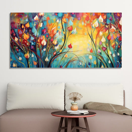 Beautiful Abstract Art of Colorful Flowers Canvas Wall Painting - Decor Smart