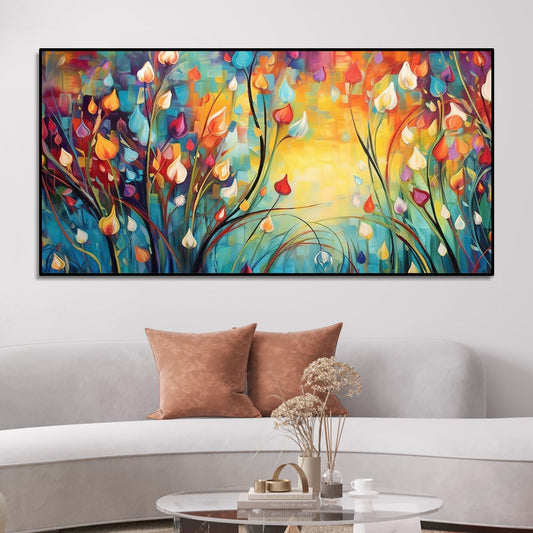 Beautiful Abstract Art of Colorful Flowers Canvas Wall Painting - Decor Smart