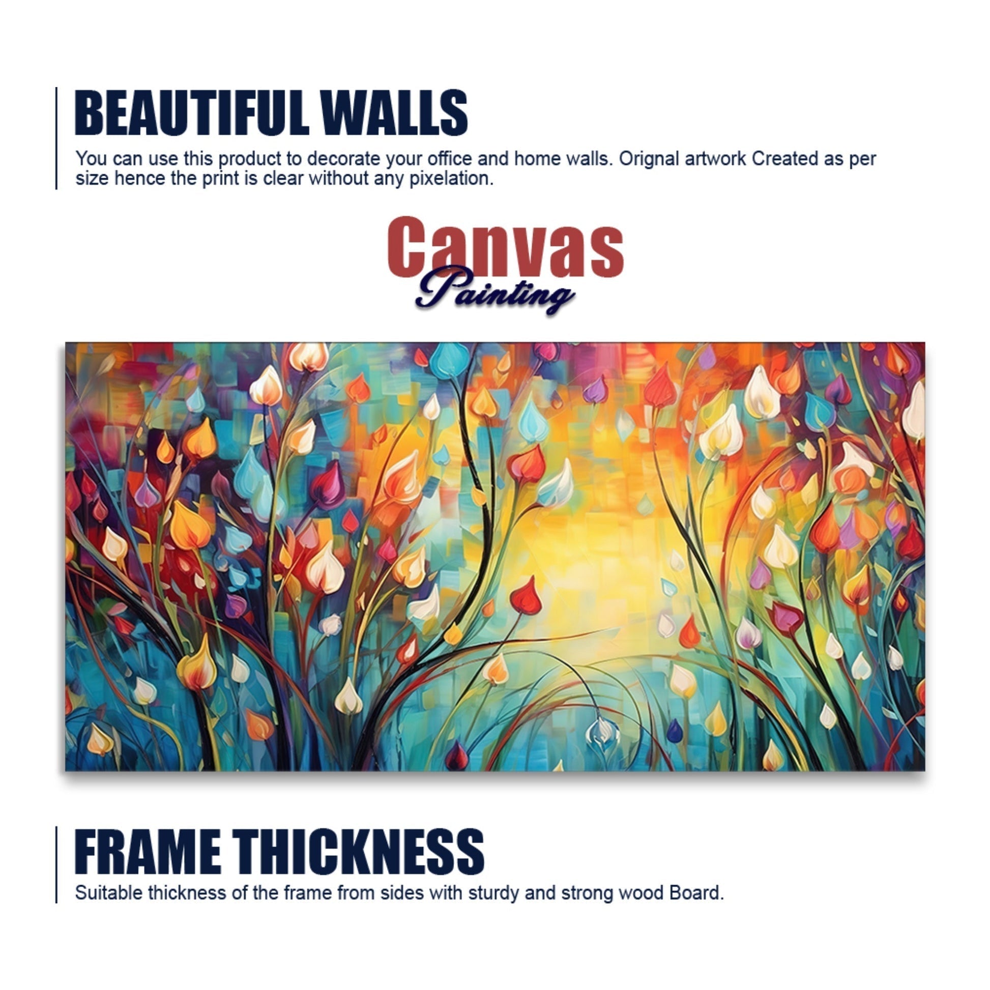 Beautiful Abstract Art of Colorful Flowers Canvas Wall Painting - Decor Smart