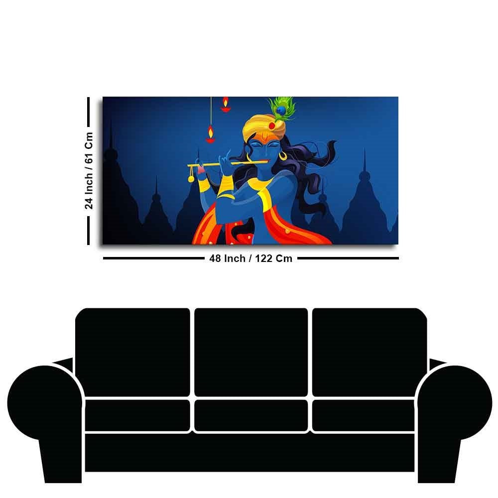 Beautiful Abstract Art of Lord Krishna Flute Canvas Wall Painting - Decor Smart