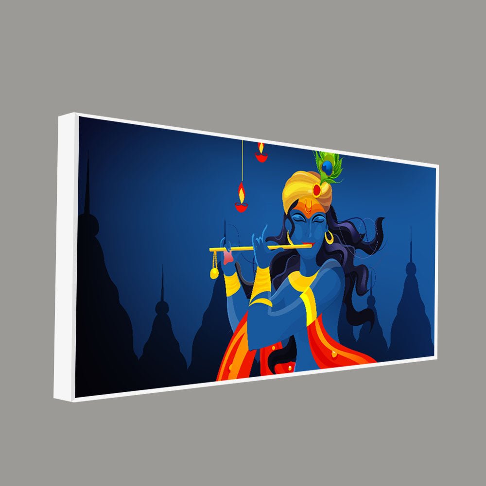 Beautiful Abstract Art of Lord Krishna Flute Canvas Wall Painting - Decor Smart