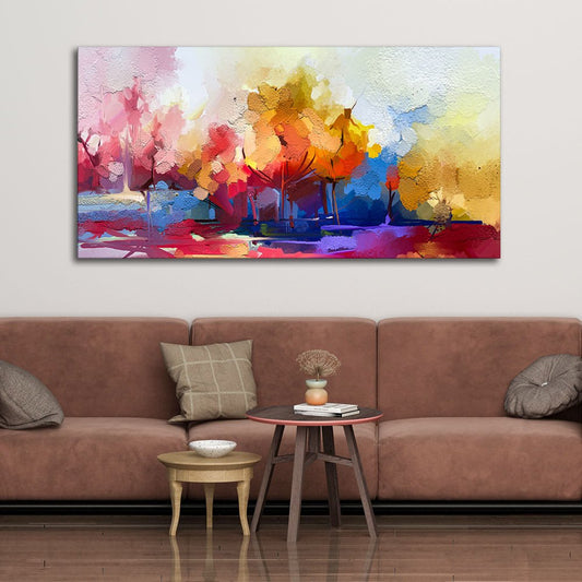Beautiful Abstract Tree Multi Color Canvas Wall Painting - Decor Smart