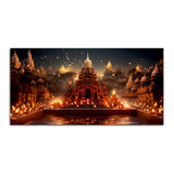 Beautiful Adorned Diwali View of a Temple Canvas Wall Painting – Decor Smart