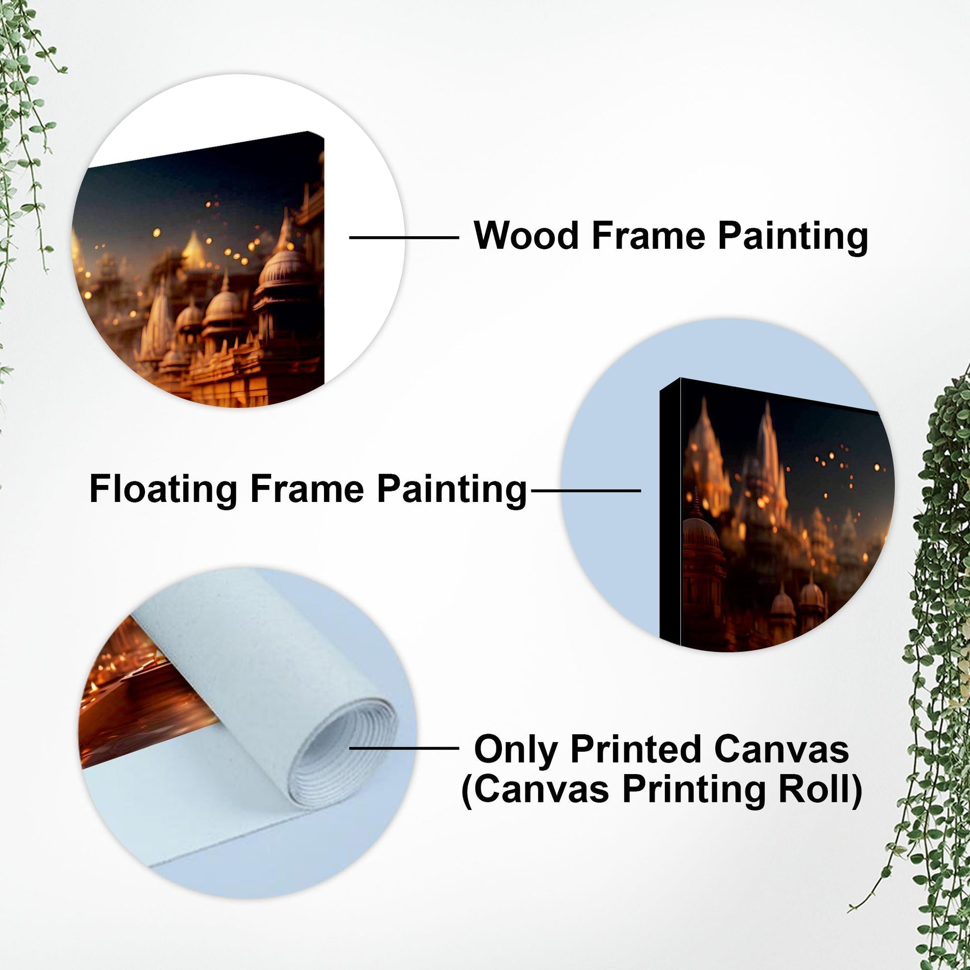 Beautiful Adorned Diwali View of a Temple Canvas Wall Painting – Decor Smart
