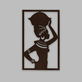 Beautiful African Women Backlit Wooden Wall Hanging with LED Night Light Walnut Finish - Decor Smart