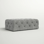 Beautiful Artistic Design Tufted Grey Velvet Ottoman
