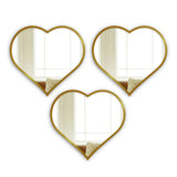 Beautiful Atractive Heart Shape Mirror with Golden Finish Frame Set of 3 - Decor Smart