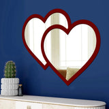 Beautiful Atractive Heart Shape Mirror with Red Finish Frame - Decor Smart