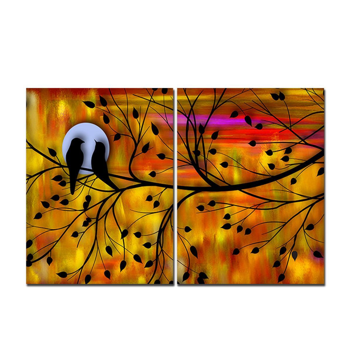 Beautiful Bird Couple on Tree Premium Bedroom Wall Painting - Decor Smart