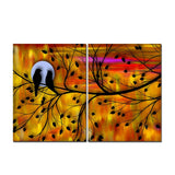 Beautiful Bird Couple on Tree Premium Bedroom Wall Painting - Decor Smart
