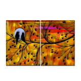 Beautiful Bird Couple on Tree Premium Bedroom Wall Painting - Decor Smart