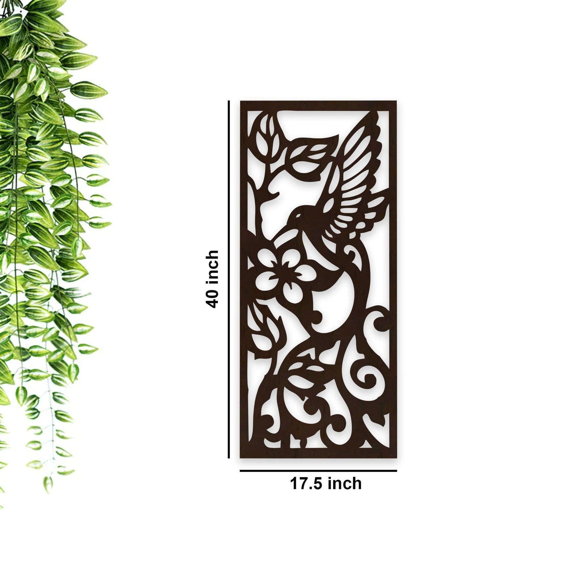 Beautiful Bird with Flower Backlit Wooden Wall Hanging with LED Night Light Walnut Finish - Decor Smart