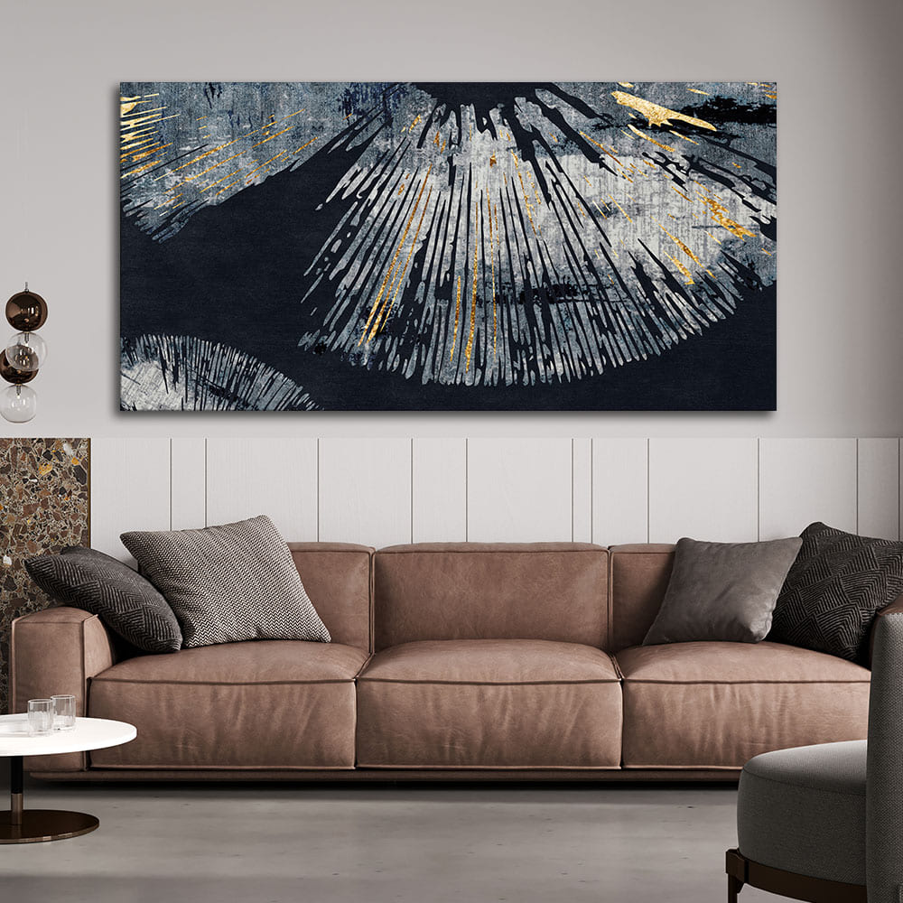 Beautiful Black Background with Golden Textured Abstract Canvas Wall Painting - Decor Smart