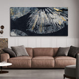 Beautiful Black Background with Golden Textured Abstract Canvas Wall Painting - Decor Smart