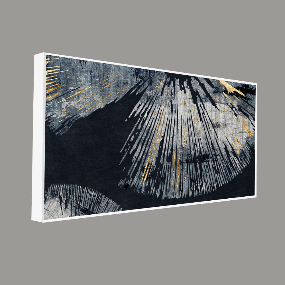 Beautiful Black Background with Golden Textured Abstract Canvas Wall Painting - Decor Smart
