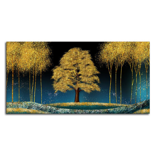 Beautiful Blue Sky and Golden Tree Canvas Wall Painting - Decor Smart
