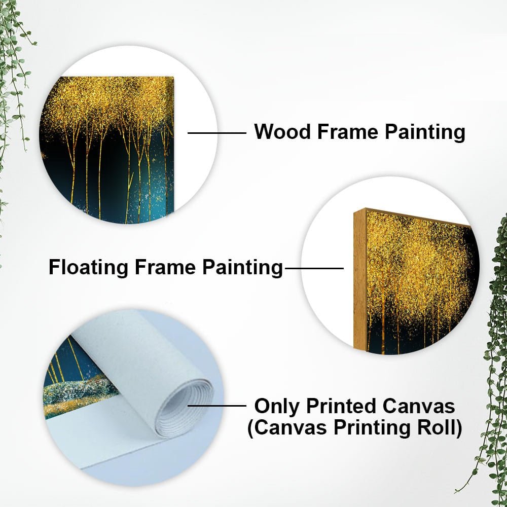 Beautiful Blue Sky and Golden Tree Canvas Wall Painting - Decor Smart