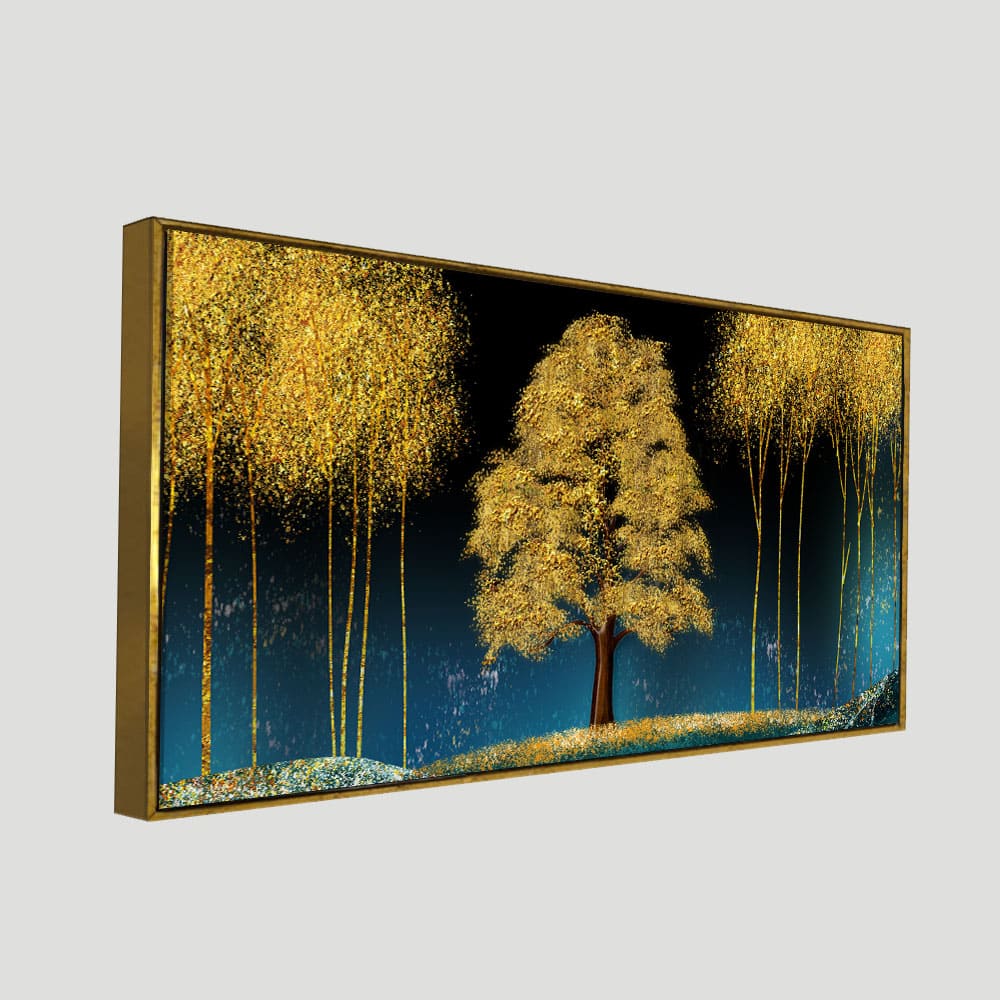 Beautiful Blue Sky and Golden Tree Canvas Wall Painting - Decor Smart