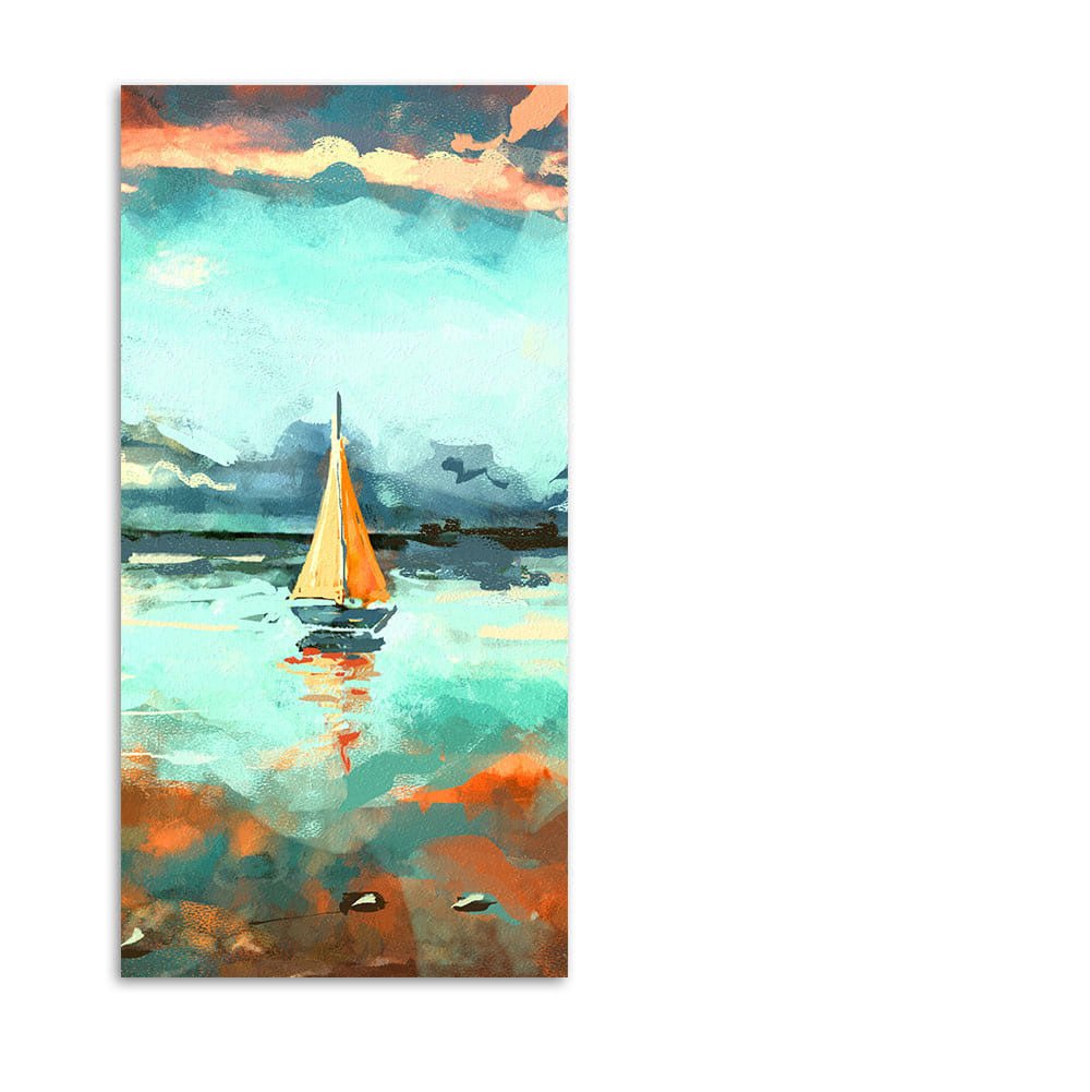 Beautiful Boat in The Ocean at Sunset Premium Canvas Wall Painting - Decor Smart