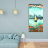 Beautiful Boat in The Ocean at Sunset Premium Canvas Wall Painting - Decor Smart