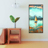 Beautiful Boat in The Ocean at Sunset Premium Canvas Wall Painting - Decor Smart