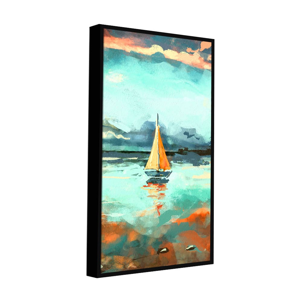 Beautiful Boat in The Ocean at Sunset Premium Canvas Wall Painting - Decor Smart