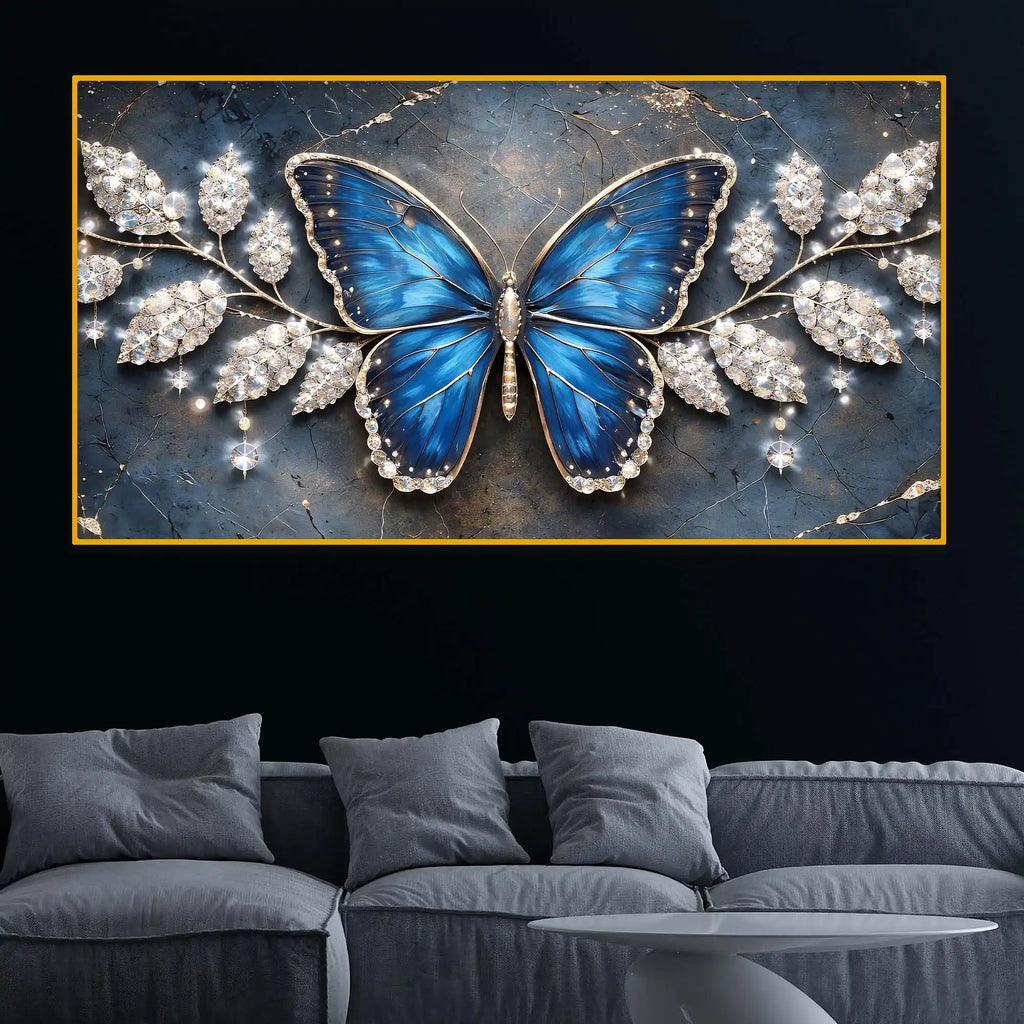 Beautiful Butterfly Crystal Glass Wall Painting