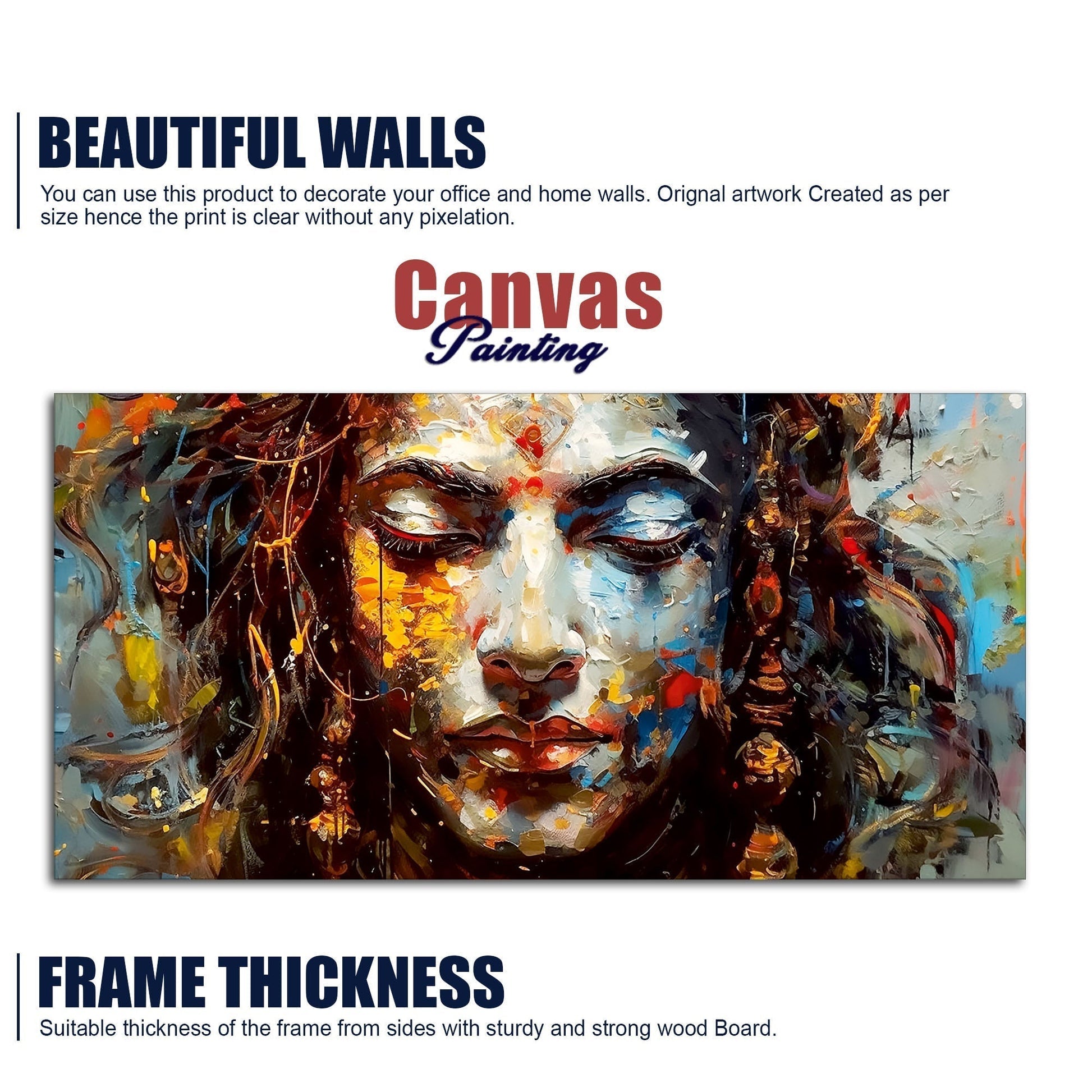 Beautiful Canvas Wall Painting of Artistic Colorful Women Face Art - Decor Smart