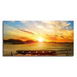 Beautiful Canvas Wall Painting of Boat on Beach & Sunset - Decor Smart