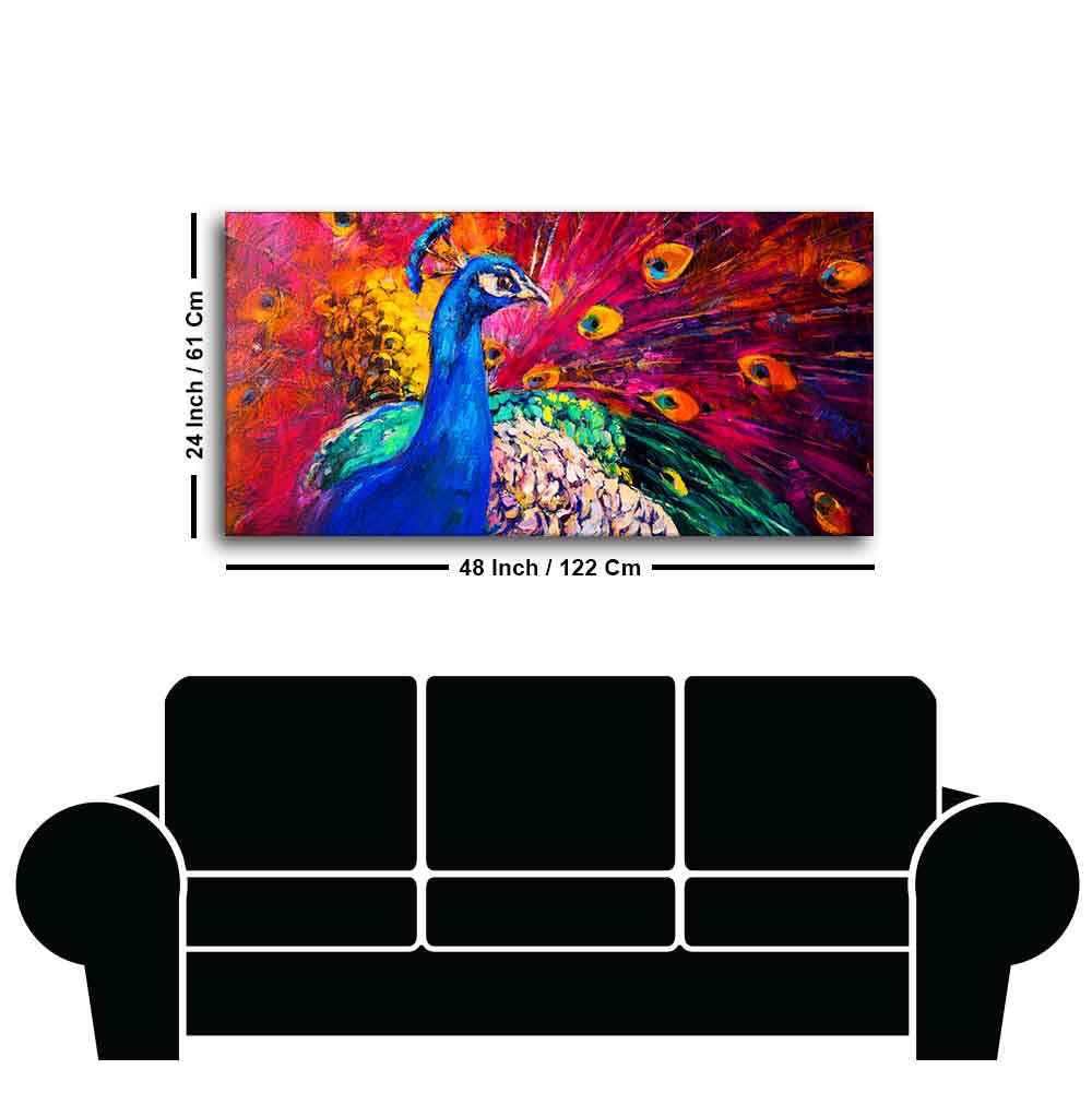Beautiful Colorful Peacock Premium Canvas Wall Painting - Decor Smart