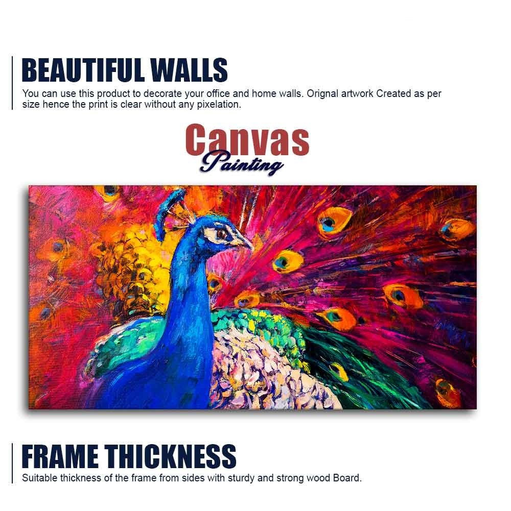 Beautiful Colorful Peacock Premium Canvas Wall Painting - Decor Smart