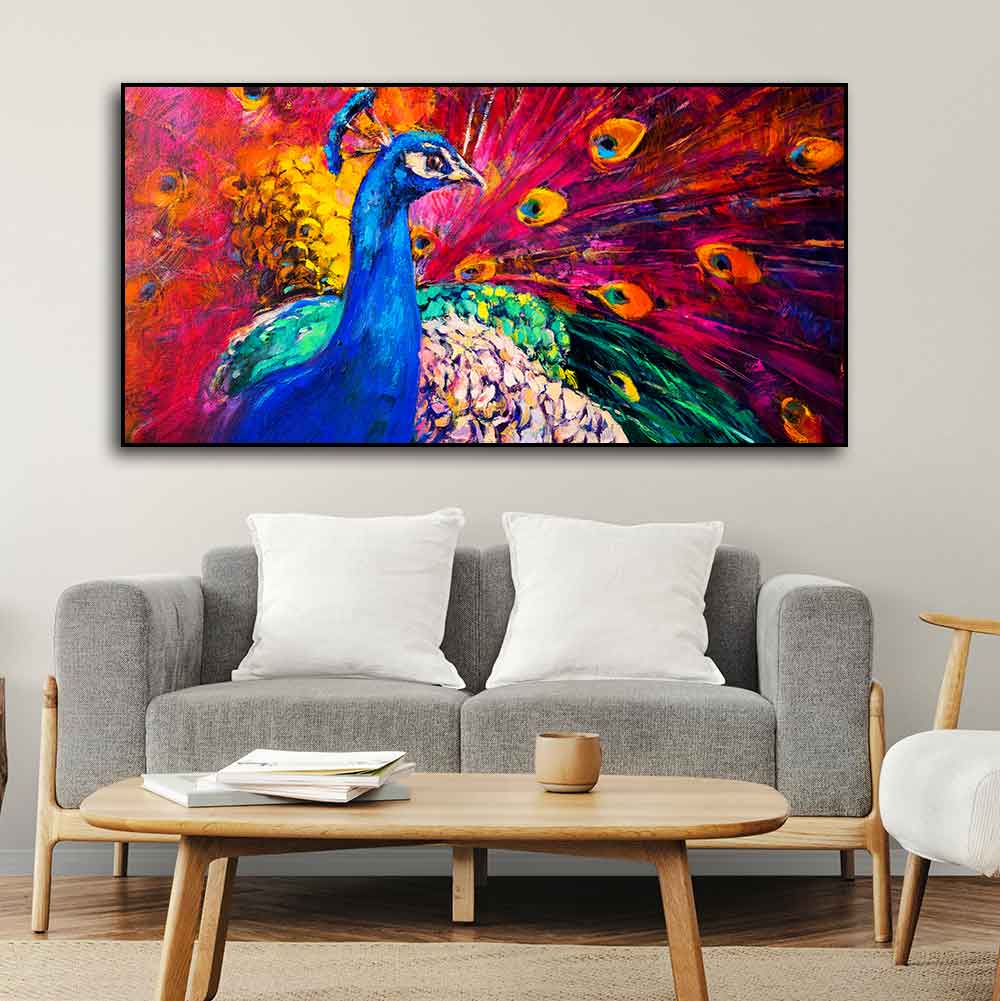 Beautiful Colorful Peacock Premium Canvas Wall Painting - Decor Smart