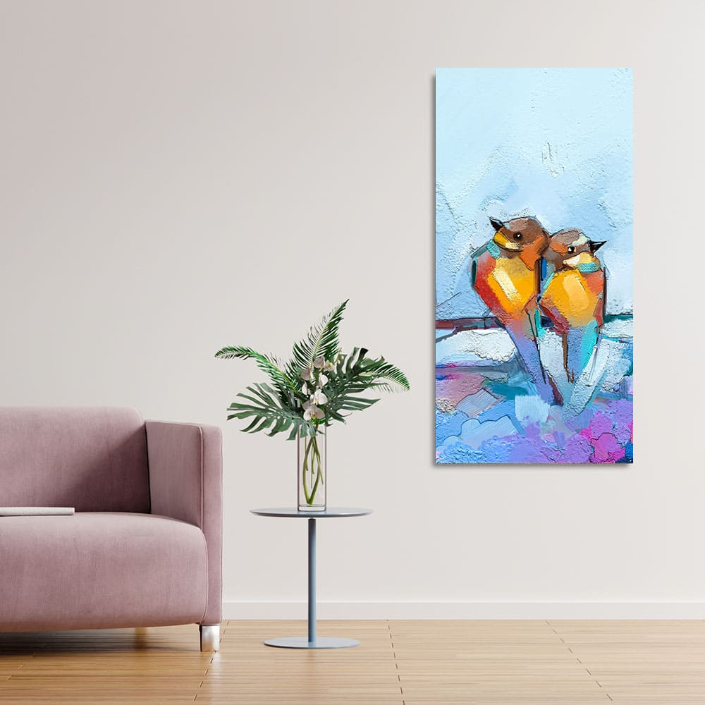 Beautiful Couple Birds Premium Canvas Wall Painting - Decor Smart